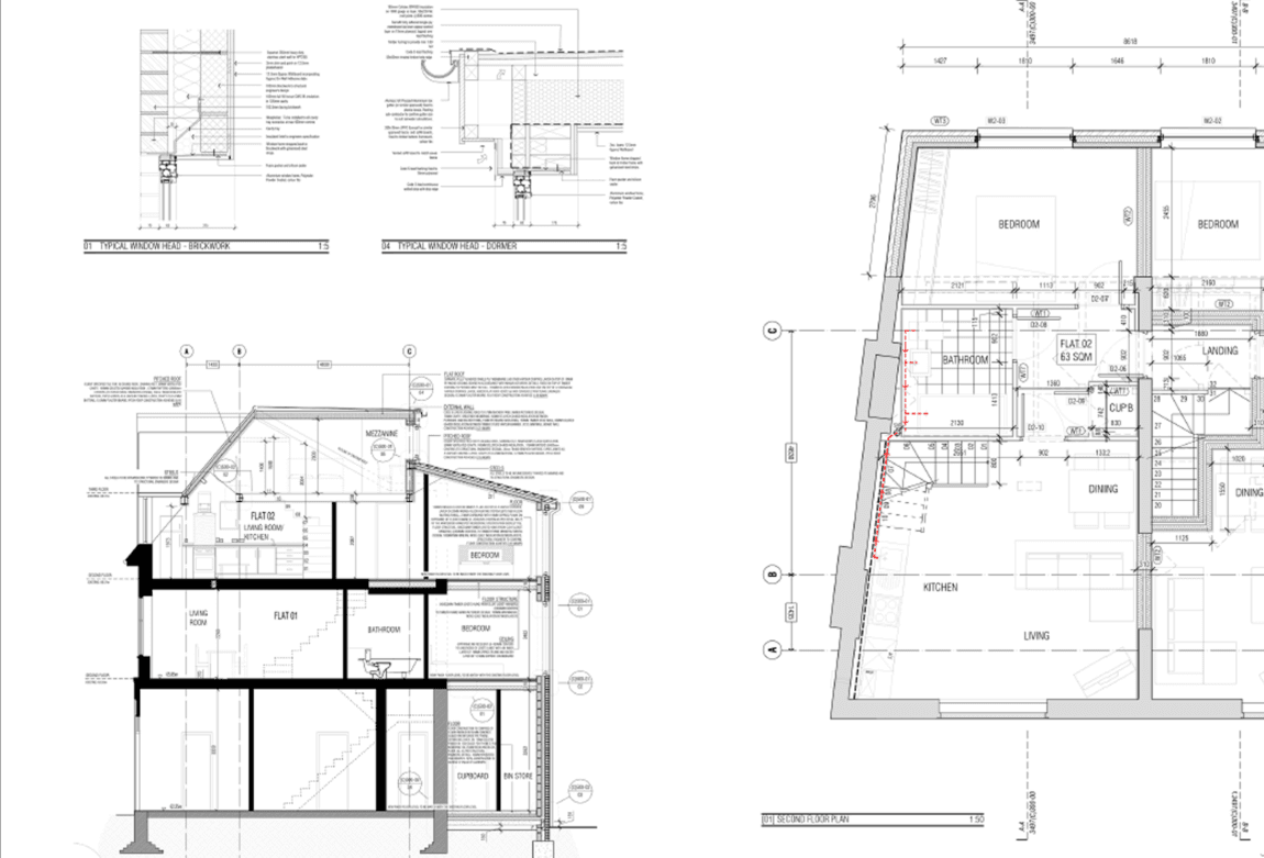 Sectional detail · 1:20 — anonymised drawing sample, Krain Studio